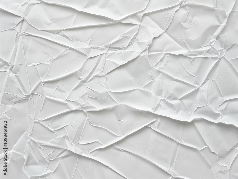 Fototapeta premium white crumpled and creased glued wrinkled paper poster texture background
