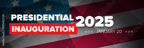 Presidential inauguration 2025 usa 20 january banner design template. USA Presidential Inauguration 2025 poster design with usa flag
