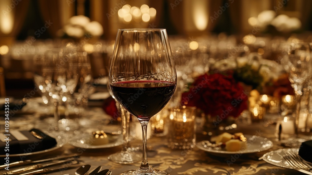 A table with a wine glass and a vase of red flowers A table with a wine glass and a vase of red flowers