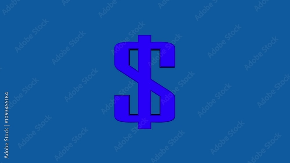 Deep blue dollar symbol looped rotation on blue screen background 3d animation 4k video loop. Deep blue dollar symbol looped rotation on blue screen background 3d animation 4k video loop.