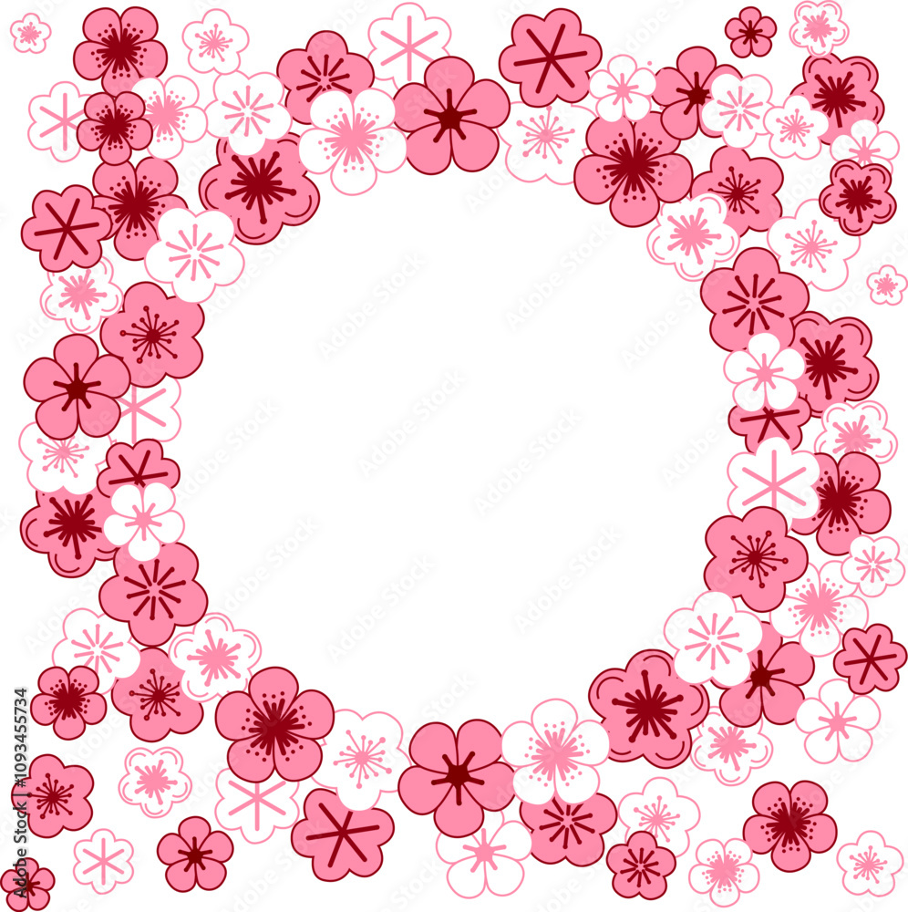 Naklejka premium Abstract art background vector. Pink flower, Organic shapes, graphic Vector circle frame background for banner, poster, Web and packaging.