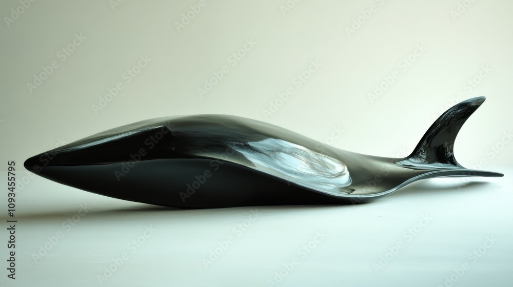 Recognizable by its streamlined body and curved dorsal fin. Recognizable by its streamlined body and curved dorsal fin.