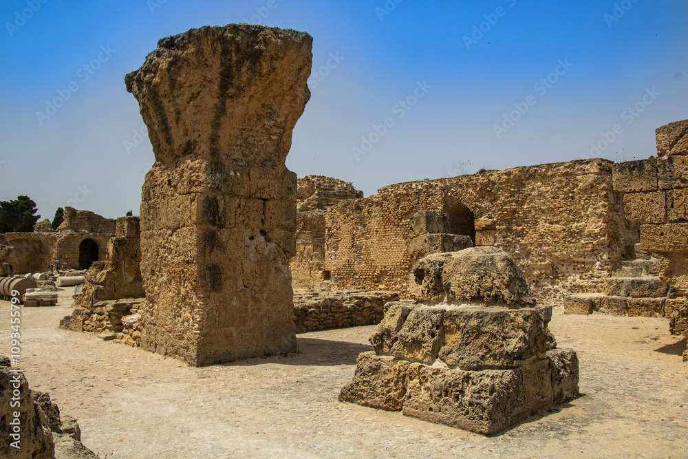 the tourist attraction of Antonio's Baths of Carthage in Tunis the tourist attraction of Antonio's Baths of Carthage in Tunis
