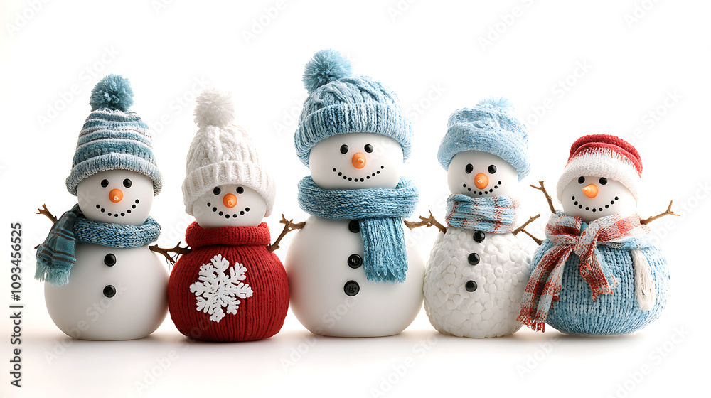 Winter special, family of snowman celebrating winters with different winter dresses Winter special, family of snowman celebrating winters with different winter dresses