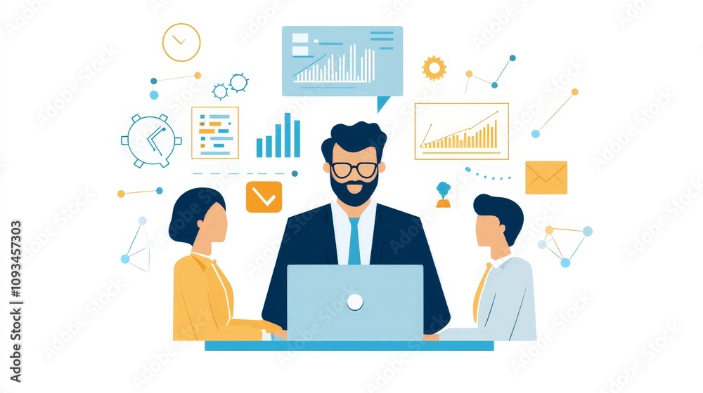 Business Team Meeting with Charts and Data on a Whiteboard for Successful Project Planning Business Team Meeting with Charts and Data on a Whiteboard for Successful Project Planning