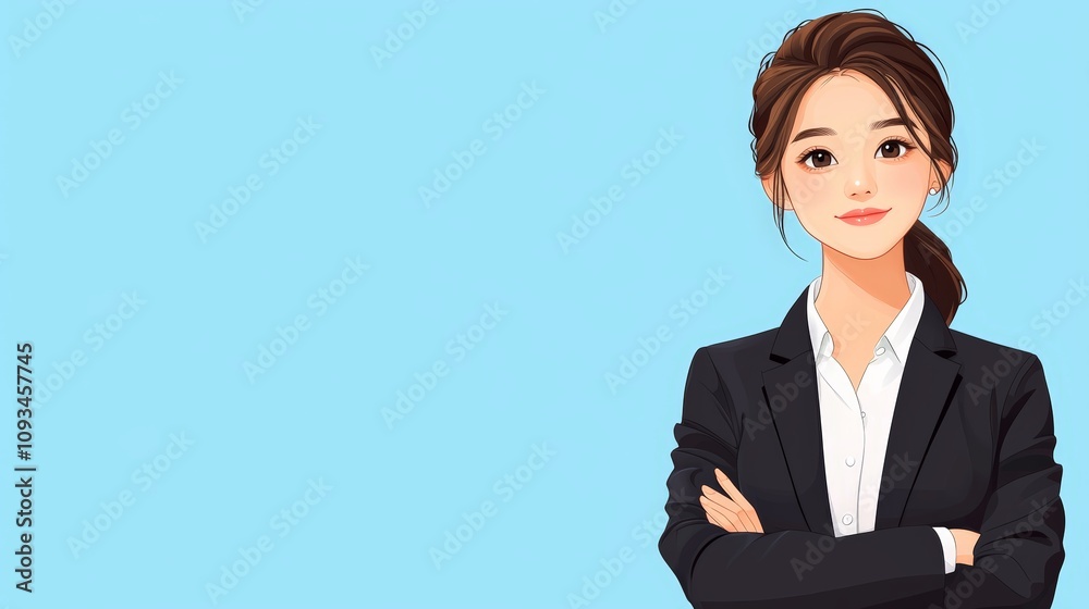 Confident businesswoman portrait on blue Confident businesswoman portrait on blue