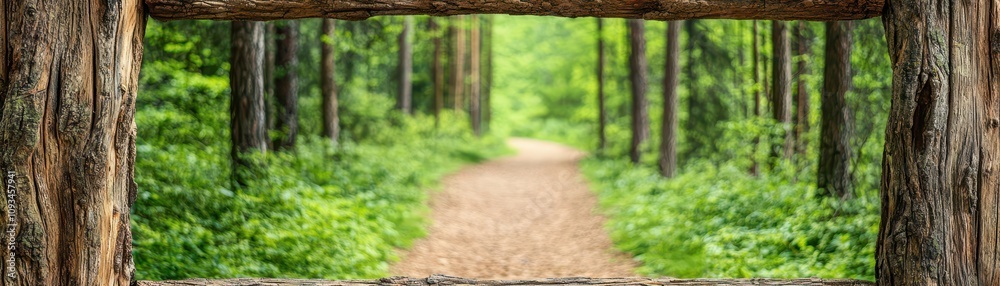 A serene forest pathway framed by trees, inviting exploration through lush greenery and natural beauty. A serene forest pathway framed by trees, inviting exploration through lush greenery and natural beauty.