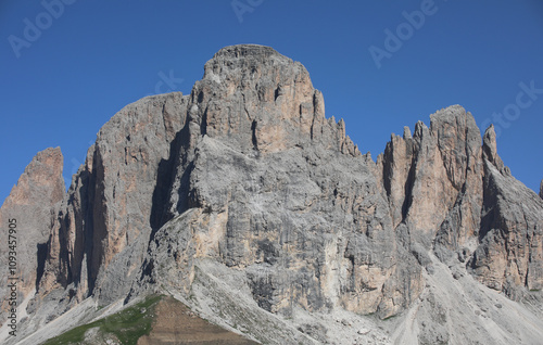 High mountains called CIMA GROHMANN and the mountains Sasso Lungo in summer in the European Alps photo