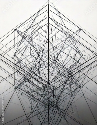 Minimalist Silver Background with Black Geometric Lines
