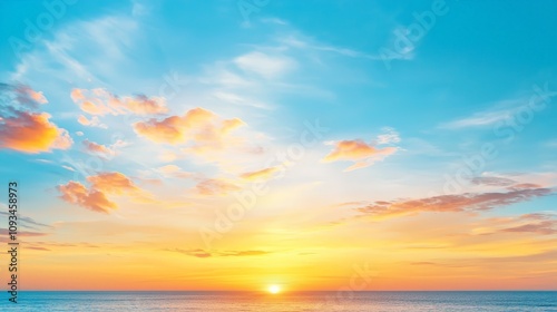 Golden sunset seascape tranquil ocean view