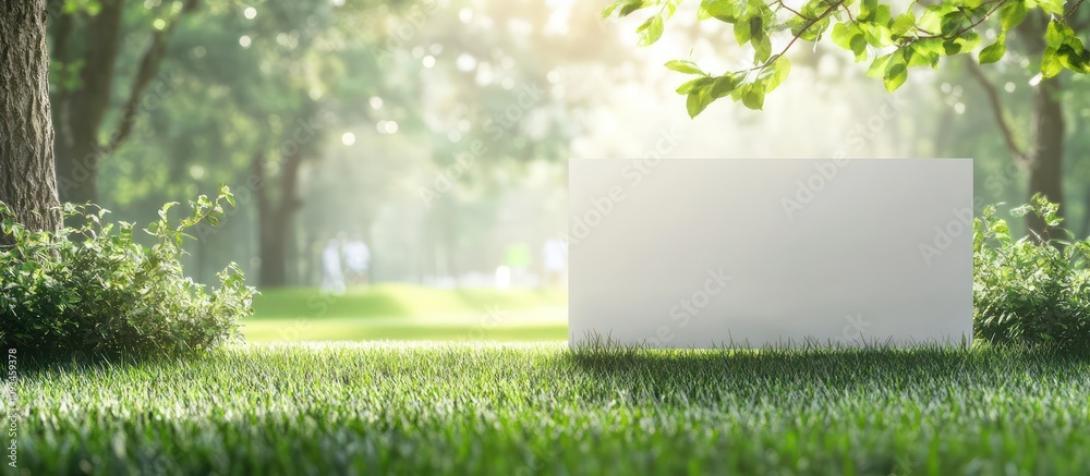 Blank Sign in a Lush Green Park: Perfect for Your Message Blank Sign in a Lush Green Park: Perfect for Your Message