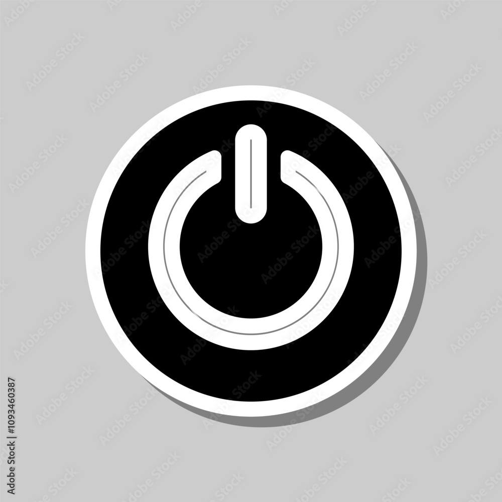 Shut down simple icon vector. Flat design. Sticker with shadow on gray background Shut down simple icon vector. Flat design. Sticker with shadow on gray background