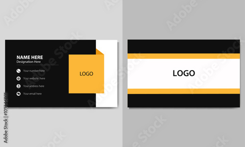 Creative and modern visiting card. Corporate business card with black, white and yellow color. Clean name card template