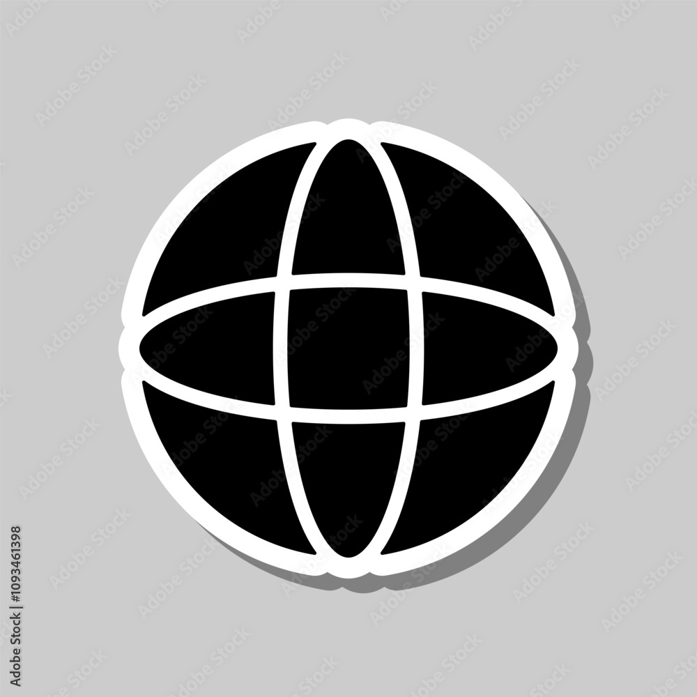 Naklejka premium Planet simple icon vector. Flat design. Sticker with shadow on gray background