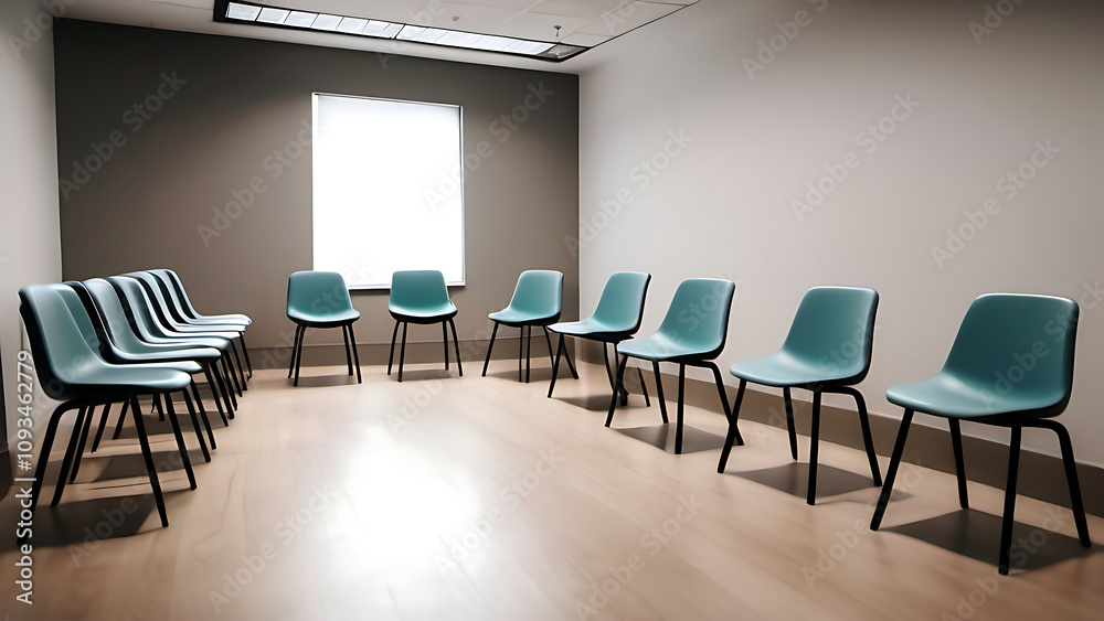 room with chairs set up for therapy room with chairs set up for therapy