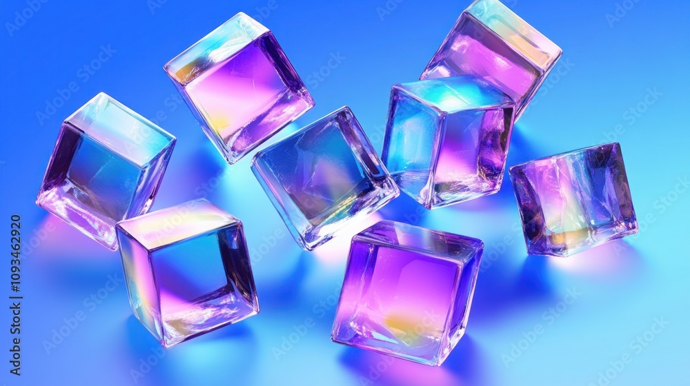 A 3D holographic cube with a glowing purple crystal texture.
A 3D holographic cube with a glowing purple crystal texture.