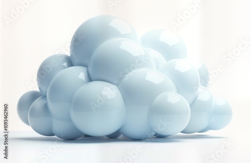 Abstract light blue cloud shape made of many rounded elements. Smooth design. Modern artistic illustration of cloud. Light, airy form. Cloud in 3D style. Abstract artistic cloud. Nice design element