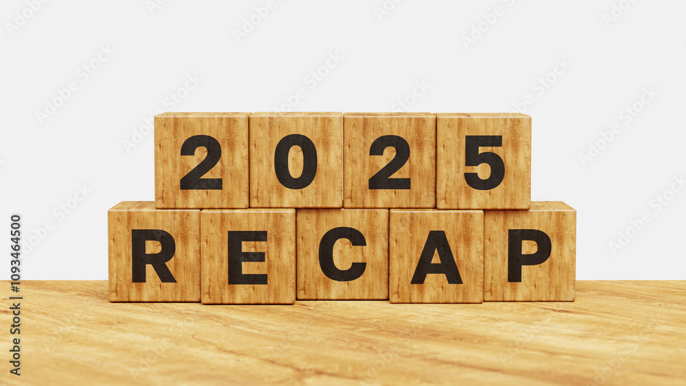 2025 recap. Key highlights and insights, achievements, review, business goals and plans. Wooden cubes flips 2024 to 2025 review. 3D illustration 2025 recap. Key highlights and insights, achievements, review, business goals and plans. Wooden cubes flips 2024 to 2025 review. 3D illustration