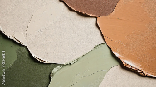 Textured canvas art displaying muted earthy palette studio setting closeup view aesthetic exploration of color and form