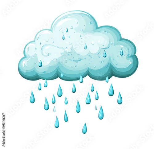 Cute cartoon cloud with rain drops