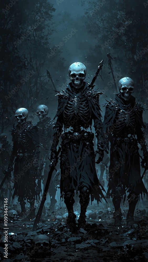 Fototapeta premium Skeleton warriors in anime style