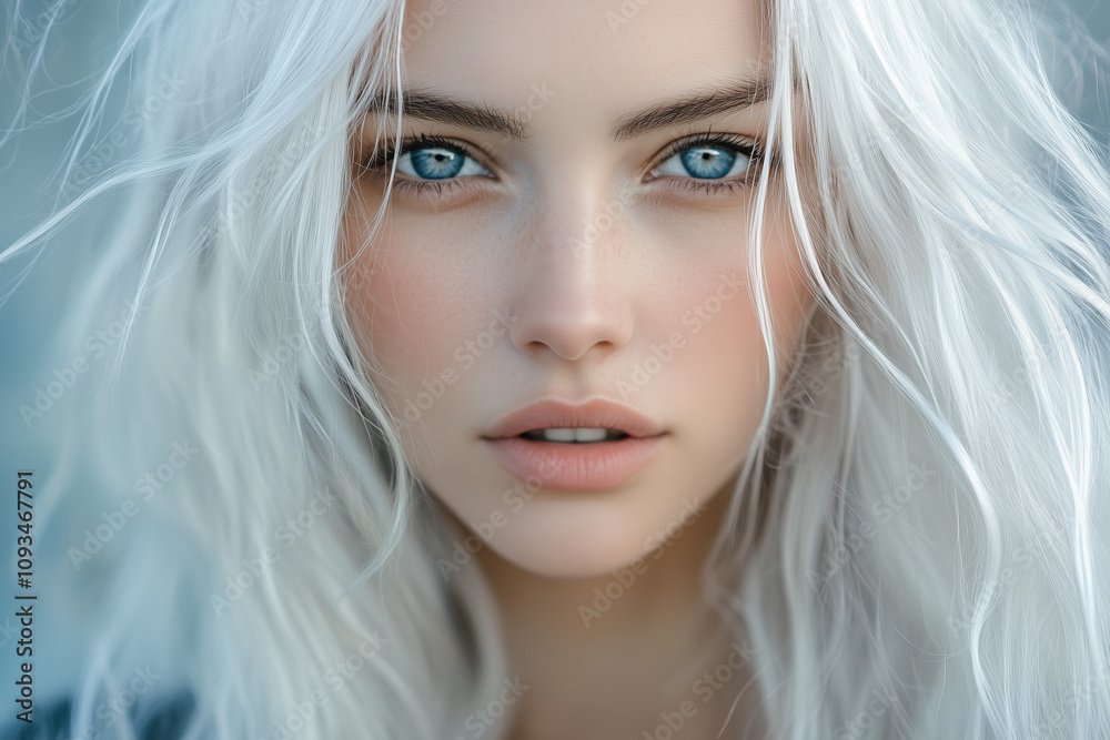 A beautiful girl with white hair.