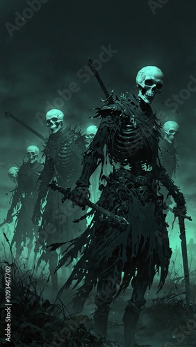 Skeleton warriors in anime style