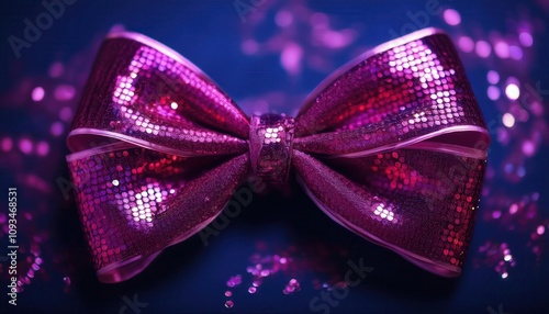 Radiant Magenta Glitter Bow. Perfect for Luxe Event Décor, Glamorous Gift Wrapping, or Elegant Holiday Centerpieces. Sparkling Accent Ideas for Sophisticated Occasions and Seasonal Designs photo