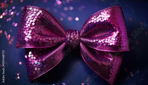 Radiant Magenta Glitter Bow. Perfect for Luxe Event Décor, Glamorous Gift Wrapping, or Elegant Holiday Centerpieces. Sparkling Accent Ideas for Sophisticated Occasions and Seasonal Designs photo