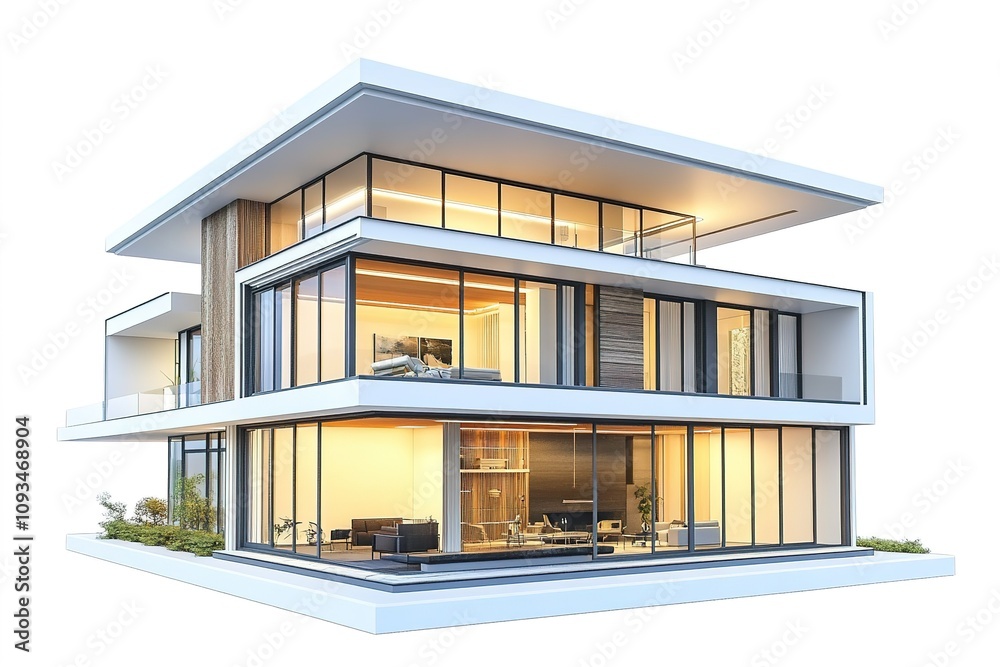 Modern glass house design with exterior view Modern glass house design with exterior view