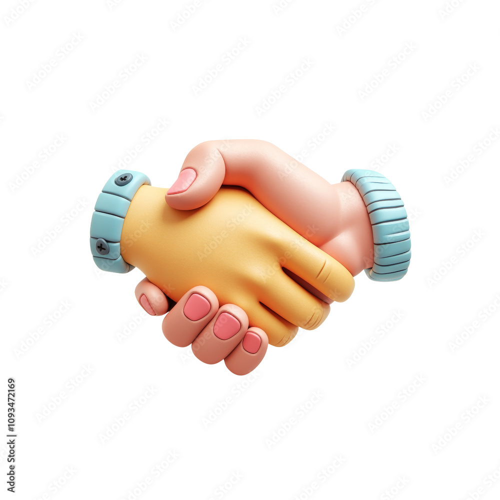Stylized 3D Render of Two Hands Shaking Stylized 3D Render of Two Hands Shaking