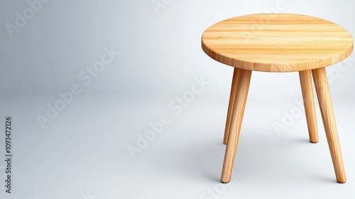 3D Render of Simple Wooden Round Table