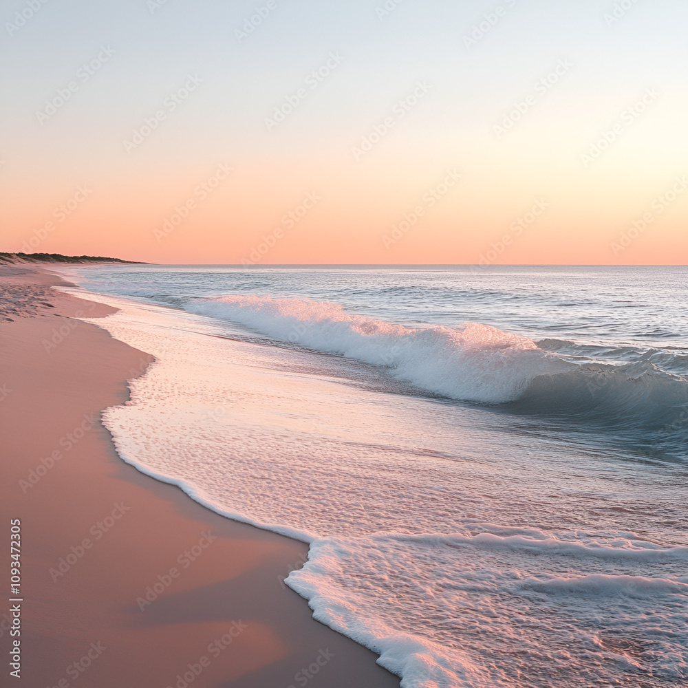Obraz premium Peaceful sunset beach waves.