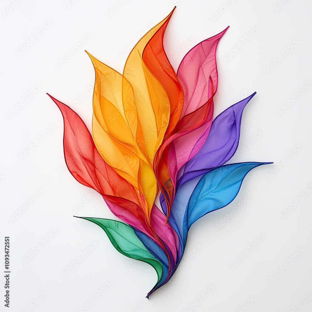 Colorful Fabric Leaves Displaying Vibrant Waves in Abstract Design, Perfect for Modern Decor or Artistic Backgrounds, Evoking a Sense of Joy and Energy Colorful Fabric Leaves Displaying Vibrant Waves in Abstract Design, Perfect for Modern Decor or Artistic Backgrounds, Evoking a Sense of Joy and Energy