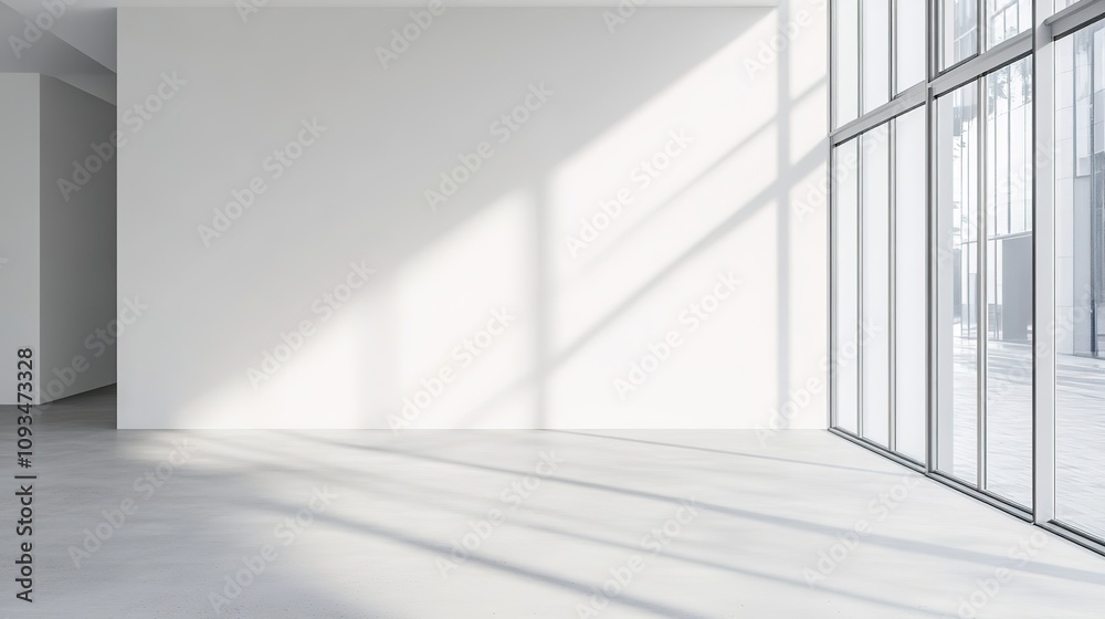 Bright interior space with shadows and large windows Bright interior space with shadows and large windows