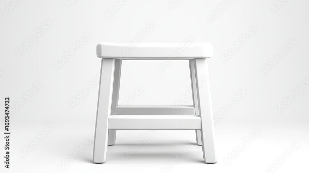 3D Render of Simple White Step Stool 3D Render of Simple White Step Stool