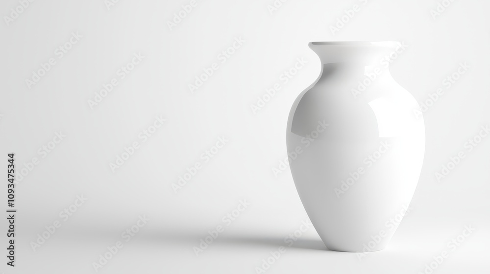Modern Minimalist White Ceramic Vase with Clean Background Modern Minimalist White Ceramic Vase with Clean Background