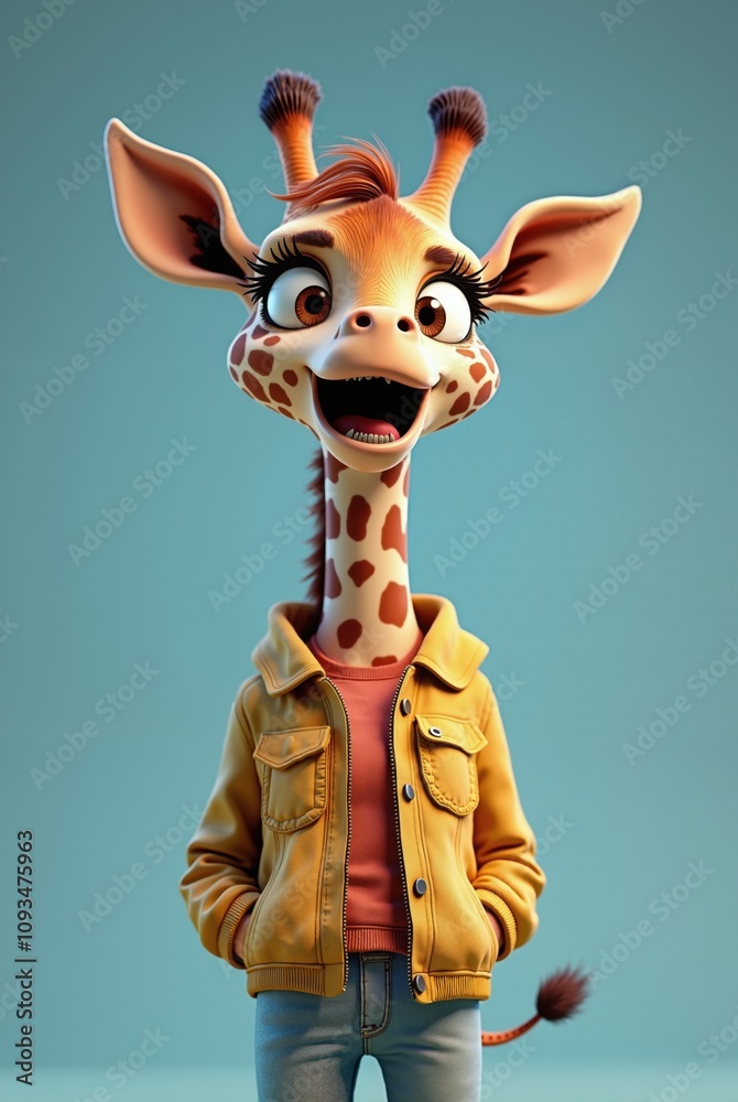 Fototapeta premium 3d digital illustration featuring a stylized giraffe character with a human-like appearance.