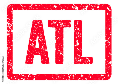 ATL Stamp Transparent Seal, Red Grunge ATL Word Rubber Stamp Seal Text Effect