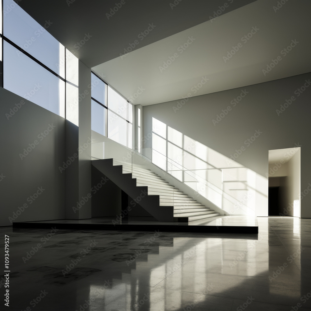 Fototapeta premium high contrast shadows in modern clean architectural space