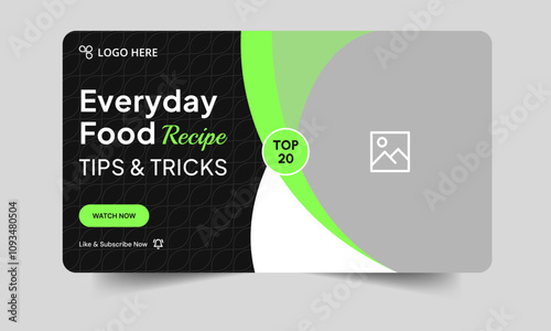 Daily body food recipe techniques video thumbnail banner design, cook food plan tips and tricks thumbnail cover banner design, customizable vector eps 10 file format photo