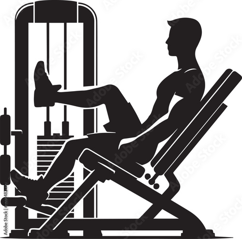 Silhouette illustration of Leg Press Machine white background