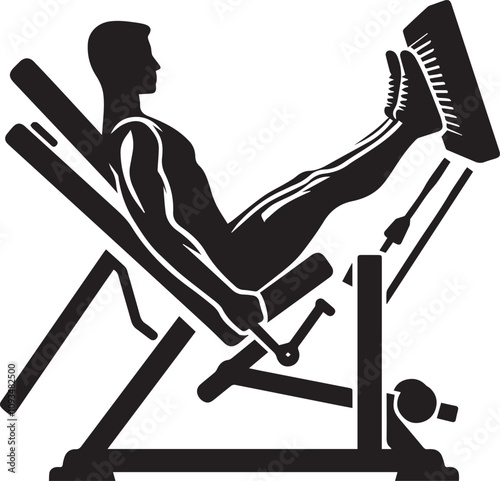 Silhouette illustration of Leg Press Machine white background