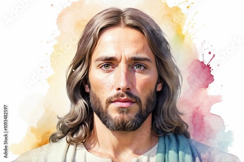 Jesus Christ portrait. A biblical story with a preacher.