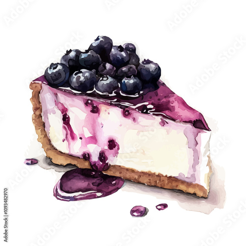 A watercolor painting of Cheesecake, isolated on a white background. Cheesecake vector.