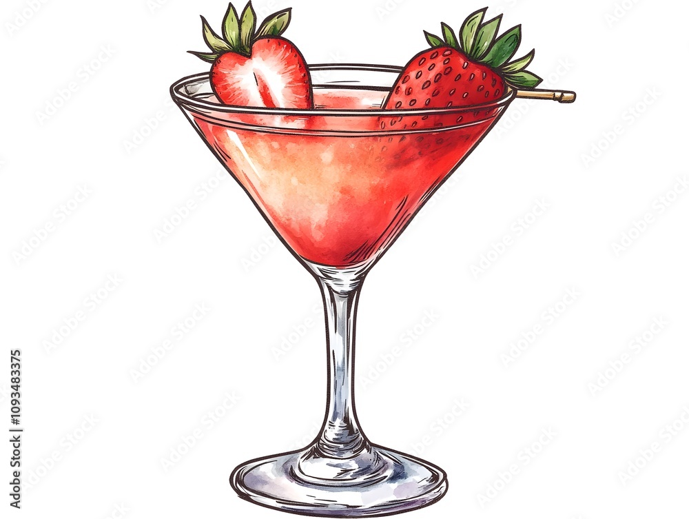 Strawberry Martini or Daiquiri Cocktail Drink Strawberry Martini or Daiquiri Cocktail Drink