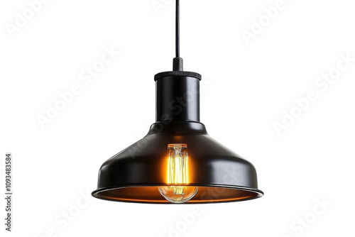 Adjustable cord pendant light fixture isolated on transparent background