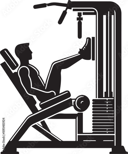 Silhouette illustration of Leg Press Machine white background