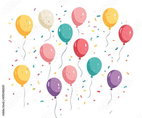 Colorful balloons and confetti celebration photo