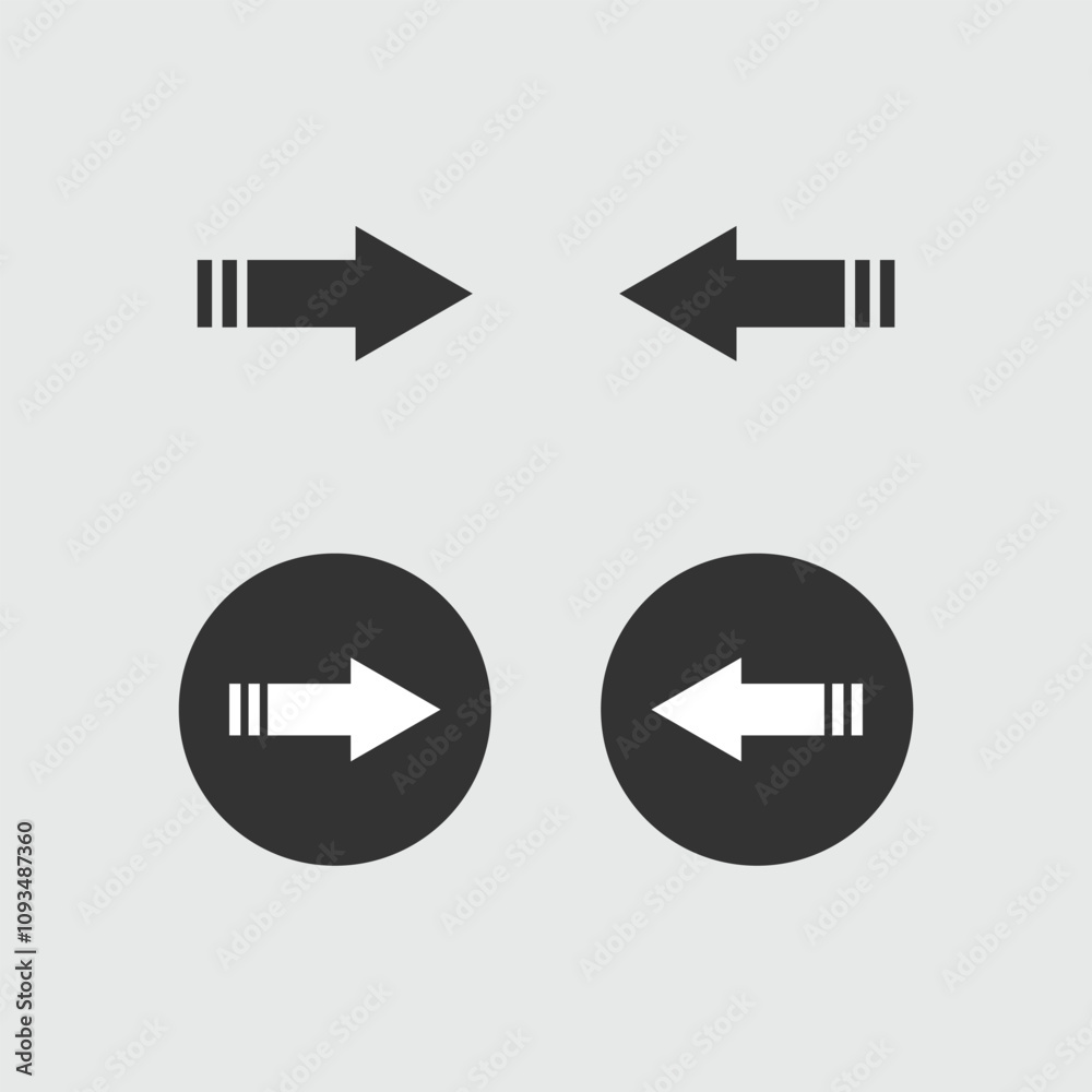 Flat design right and left arrow set Flat design right and left arrow set